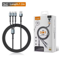 Kabel LDNIO LC93 za iPhone lightning/ Micro USB/ Type-C 3.4A sivi 1.2m