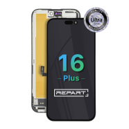 LCD za IPhone 16 Plus + touch screen crni (REPART ULTRA) SOFT OLED